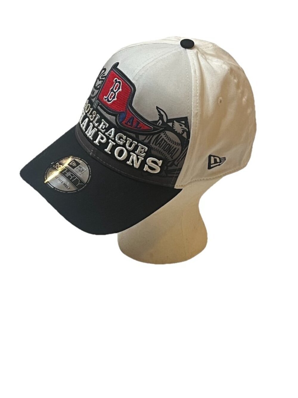 New Era Boston Red Sox 2013 AL Champions 39Thirty Flex Fit Hat White Navy OS